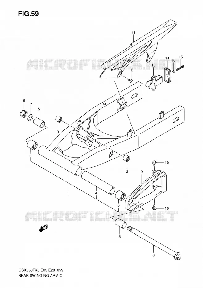 BRAS OSCILLANT ARRIERE Suzuki MOTO 650 GSX-F 2009  GSX650F K9 (E03,E28,E33)