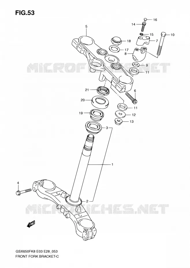 COLONNE DE DIRECTION Suzuki MOTO 650 GSX-F 2009  GSX650F K9 (E03,E28,E33)