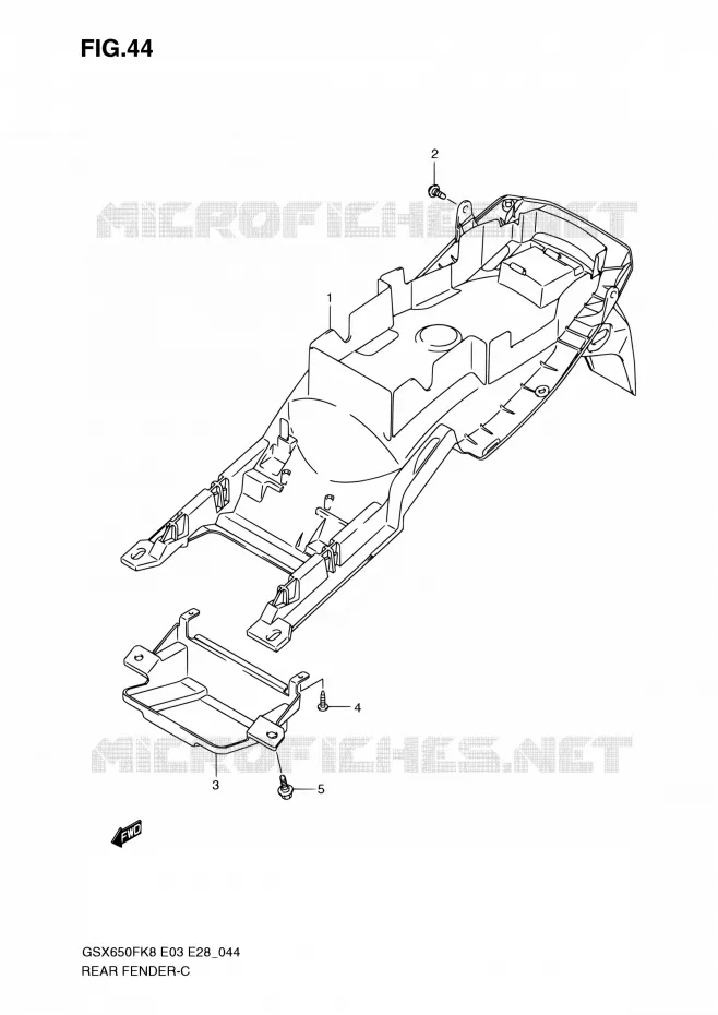 GARDE BOUE ARRIERE Suzuki MOTO 650 GSX-F 2009  GSX650F K9 (E03,E28,E33)