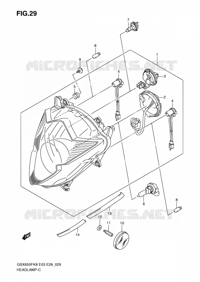 PHARE Suzuki MOTO 650 GSX-F 2009  GSX650F K9 (E03,E28,E33)