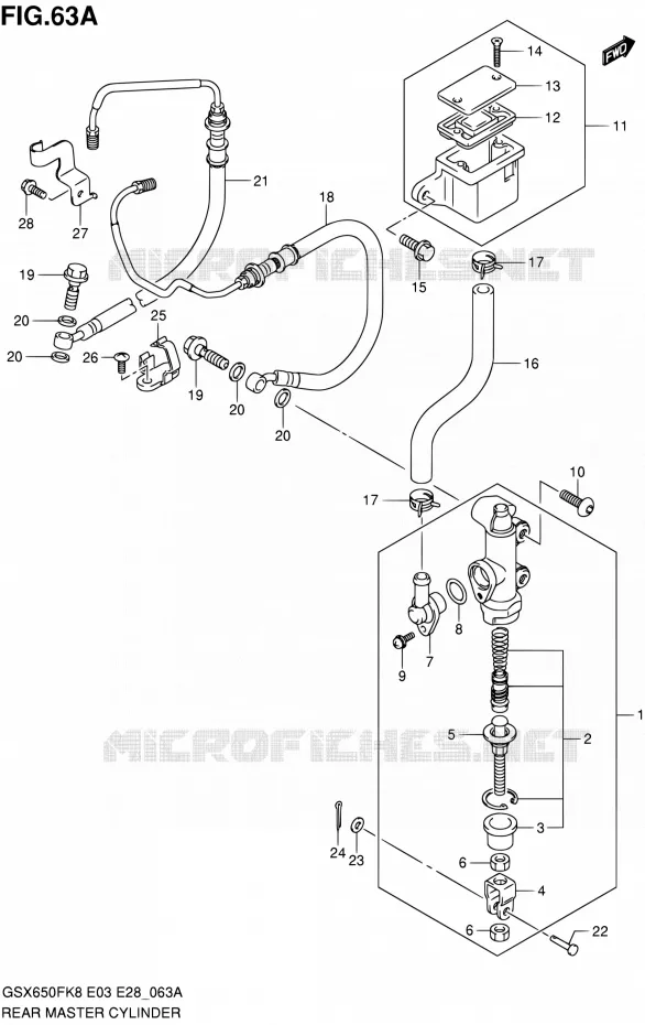 MAITRE CYLINDRE ARRIERE (GSX650FAK9/FL0/FAL0) Suzuki MOTO 650 GSX-F 2010  GSX650F L0 (E03,E28,E33)