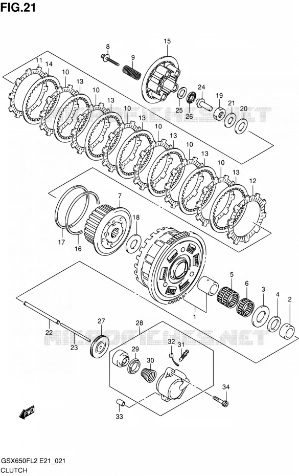EMBRAYAGE Suzuki MOTO 650 GSX-F 2012  GSX650FL2(E21)
