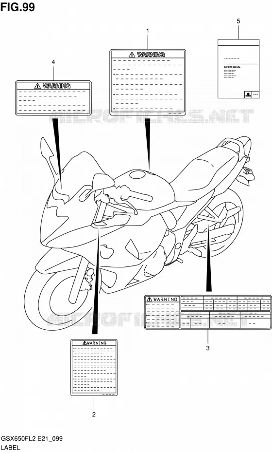ETIQUETTE (GSX650FUL2 E21) Suzuki MOTO 650 GSX-F 2012  GSX650FL2(E21)