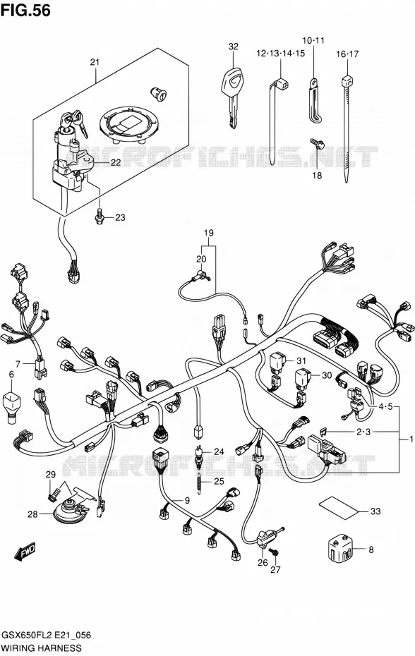 FAISCEAU ELECTRIQUE (GSX650FAL2 E21) Suzuki MOTO 650 GSX-F 2012  GSX650FL2(E21)