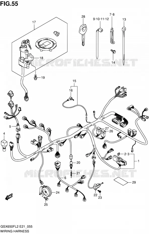 FAISCEAU ELECTRIQUE (GSX650FUL2 E24) Suzuki MOTO 650 GSX-F 2012  GSX650FL2(E21)