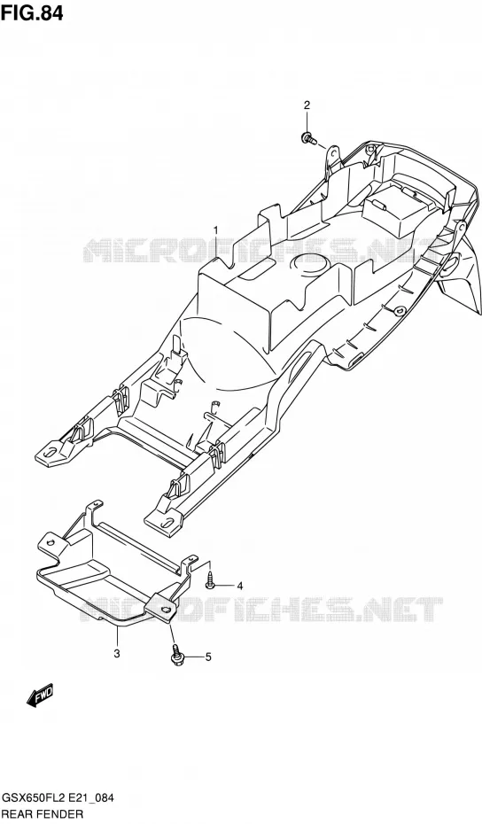 GARDE BOUE ARRIERE (GSX650FL2 E24) Suzuki MOTO 650 GSX-F 2012  GSX650FL2(E21)