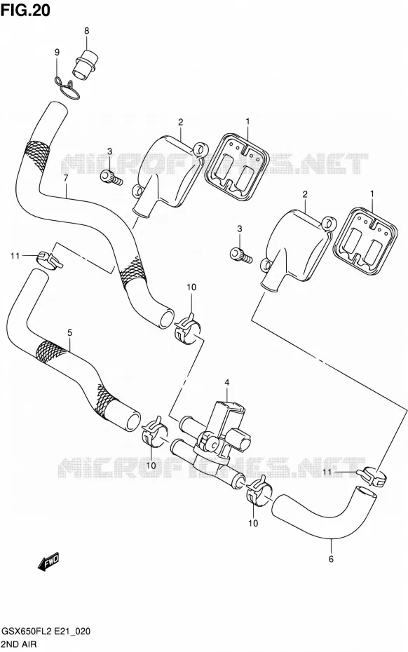 SYSTEME RECYCLAGE GAZ ECHAPPEMENT Suzuki MOTO 650 GSX-F 2012  GSX650FL2(E21)