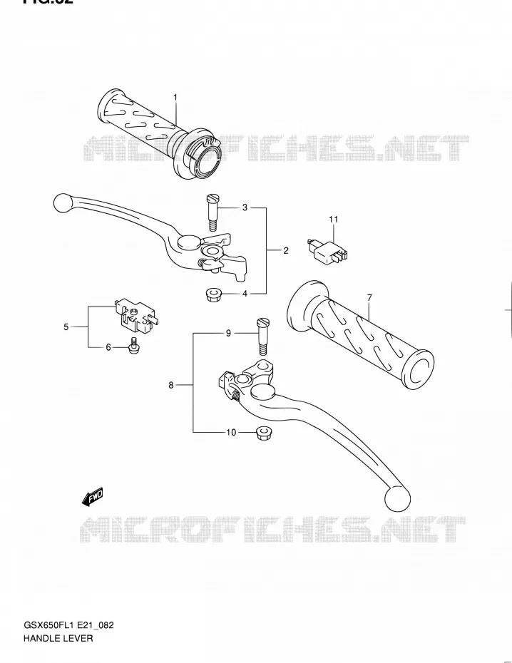 ENSEMBLE LEVIERS - POIGNEES (GSX650FUAL1 E21) Suzuki MOTO 650 GSX-F 2011  GSX650FL1(E24)