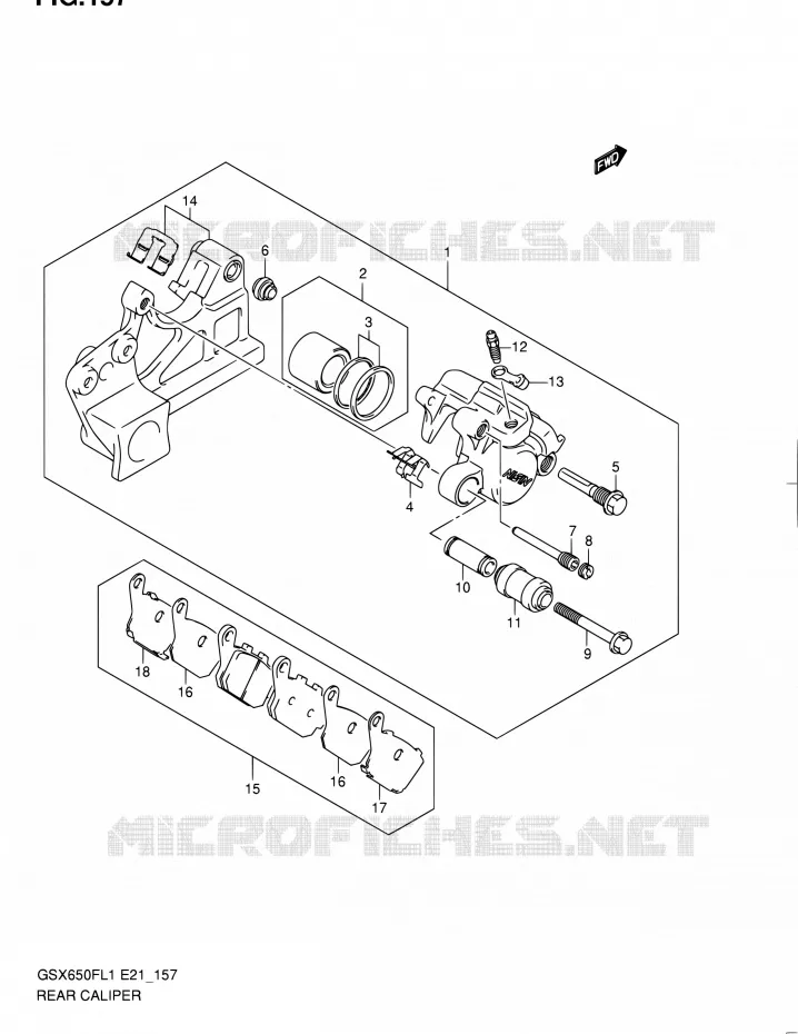 ETRIER DE FREIN ARRIERE (GSX650FUAL1 E21) Suzuki MOTO 650 GSX-F 2011  GSX650FL1(E24)
