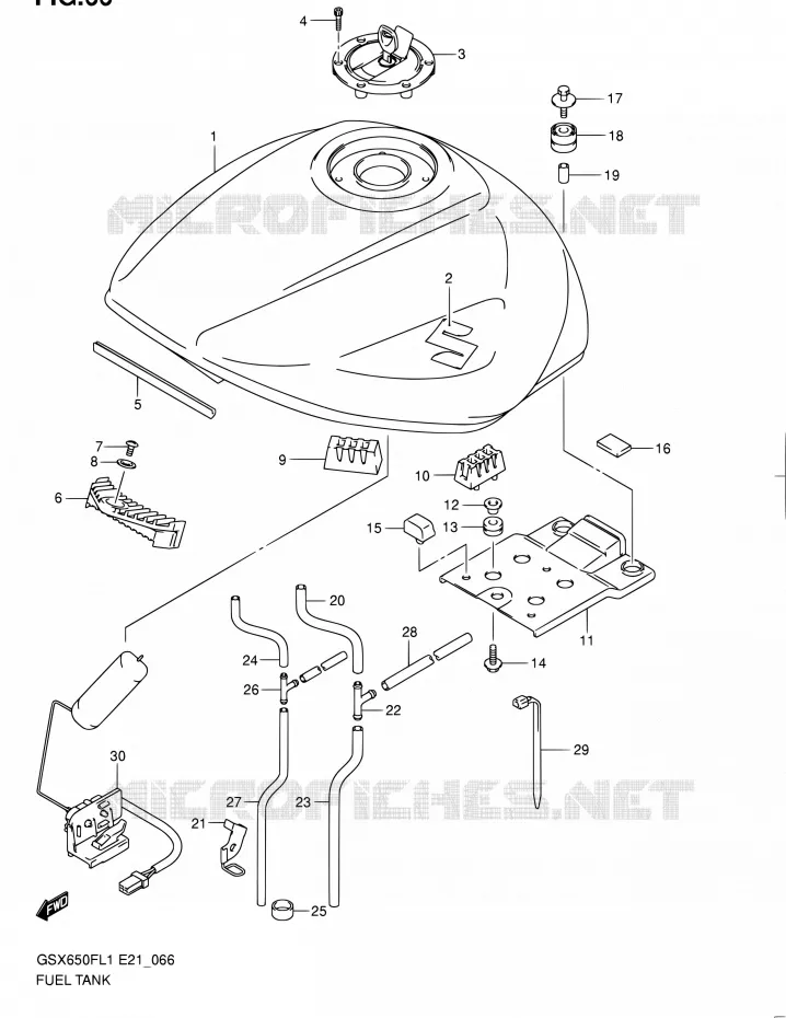 RESERVOIR D'ESSENCE (GSX650FAL1 E21) Suzuki MOTO 650 GSX-F 2011  GSX650FL1(E24)