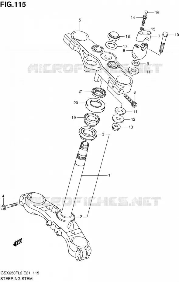 COLONNE DE DIRECTION (GSX650FAL2 E21) Suzuki MOTO 650 GSX-F 2012  GSX650FL2(E24)
