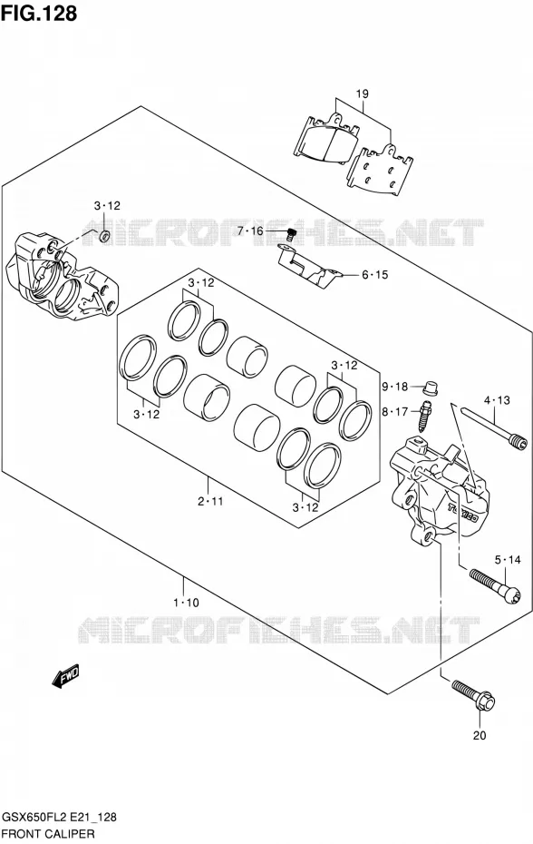 ETRIER DE FREIN AVANT (GSX650FUL2 E24) Suzuki MOTO 650 GSX-F 2012  GSX650FL2(E24)