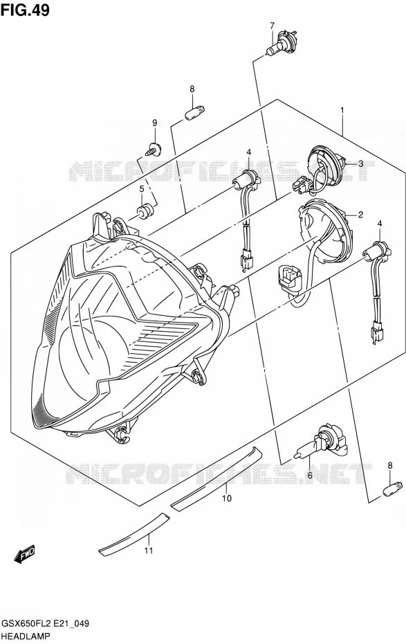 PHARE (GSX650FUAL2 E21) Suzuki MOTO 650 GSX-F 2012  GSX650FL2(E24)