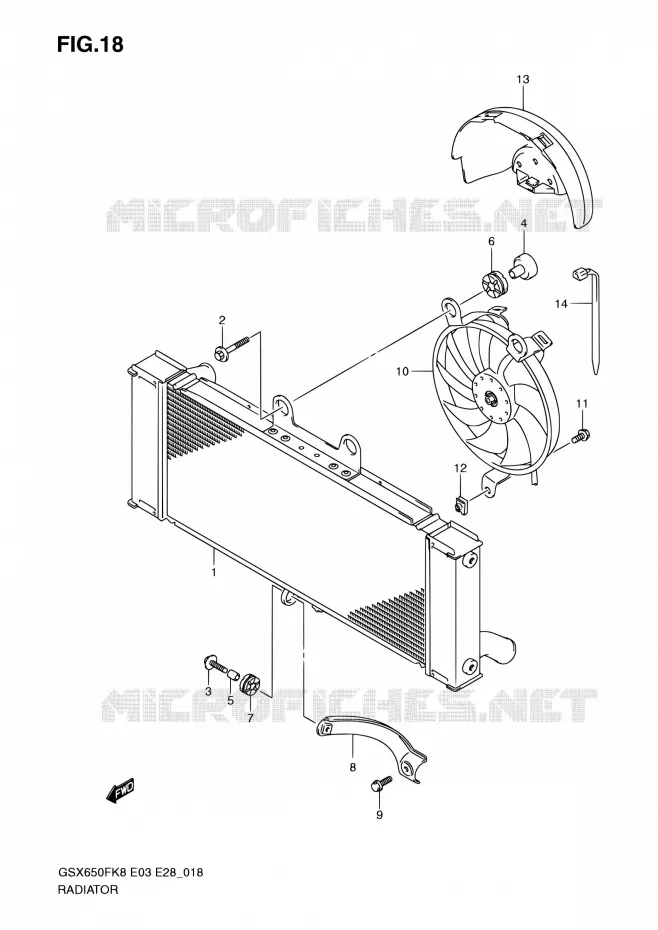 RADIATEUR Suzuki MOTO 650 GSX-F 2009  GSX650FA K9 (E03,E28,E33)