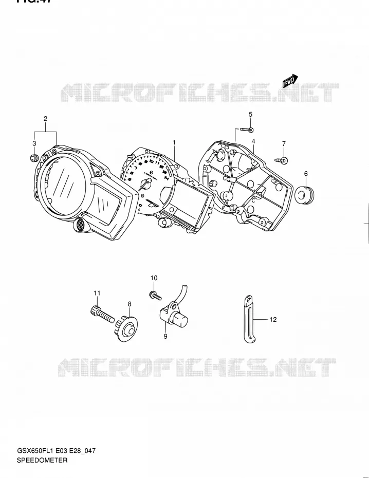 COMPTEUR (GSX650FAL1 E28) Suzuki MOTO 650 GSX-F 2011  GSX650FA L1 (E03,E28,E33)