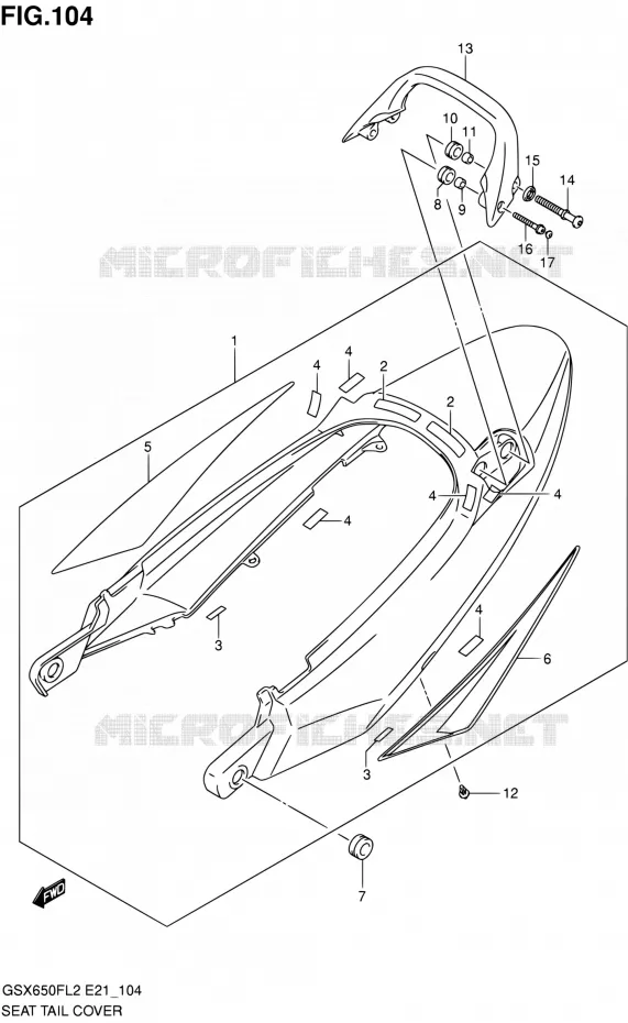 CARENAGES ARRIERE Suzuki MOTO 650 GSX-F 2012  GSX650FAL2(E21)