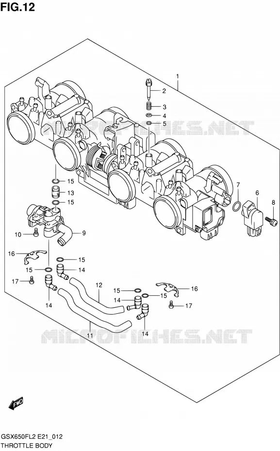 CORPS DE PAPILLON Suzuki MOTO 650 GSX-F 2014  GSX650FAL2(E21)
