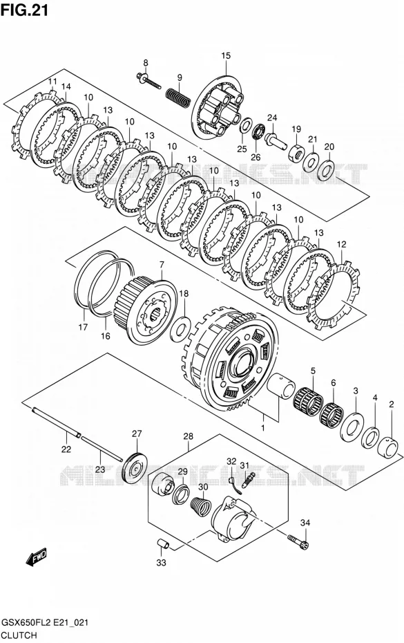 EMBRAYAGE Suzuki MOTO 650 GSX-F 2012  GSX650FAL2(E21)