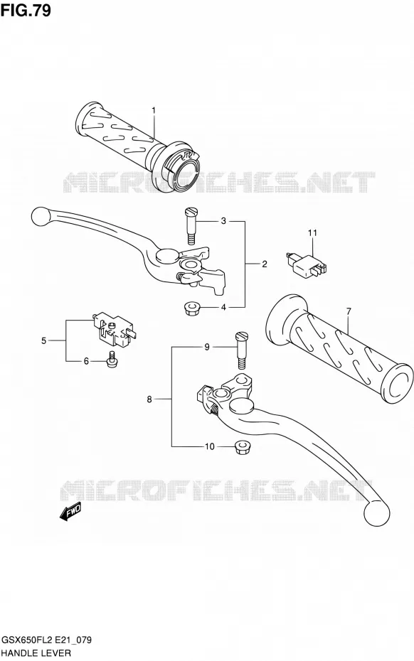 ENSEMBLE LEVIERS - POIGNEES (GSX650FUL2 E21) Suzuki MOTO 650 GSX-F 2012  GSX650FAL2(E21)