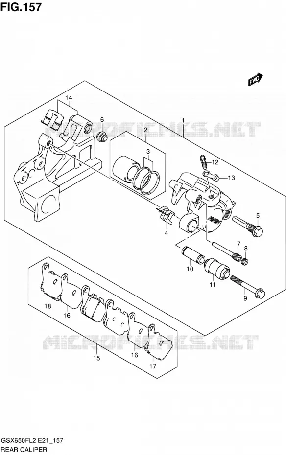 ETRIER DE FREIN ARRIERE (GSX650FUAL2 E21) Suzuki MOTO 650 GSX-F 2013  GSX650FAL2(E21)