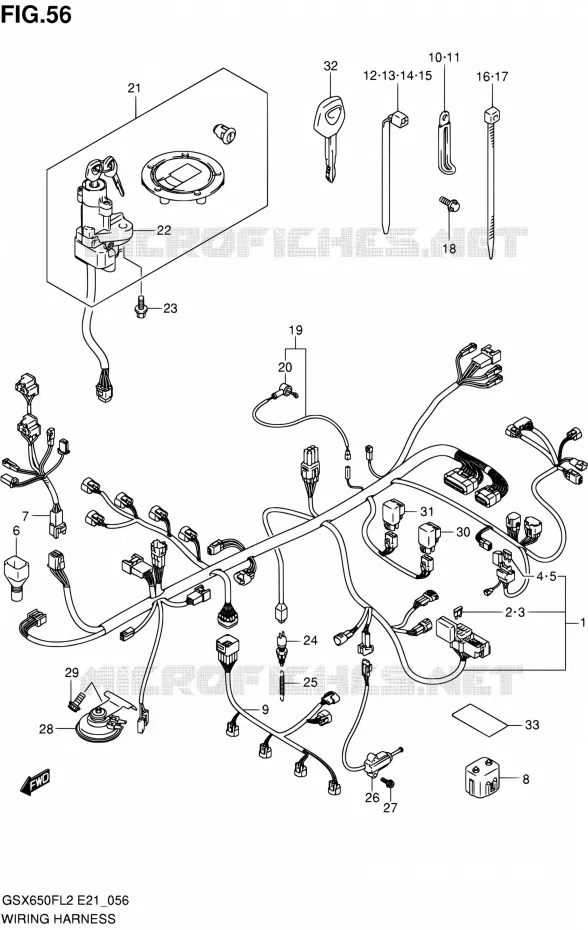 FAISCEAU ELECTRIQUE (GSX650FAL2 E21) Suzuki MOTO 650 GSX-F 2012  GSX650FAL2(E21)