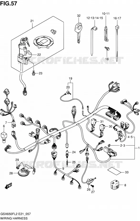 FAISCEAU ELECTRIQUE (GSX650FUAL2 E21) Suzuki MOTO 650 GSX-F 2013  GSX650FAL2(E21)