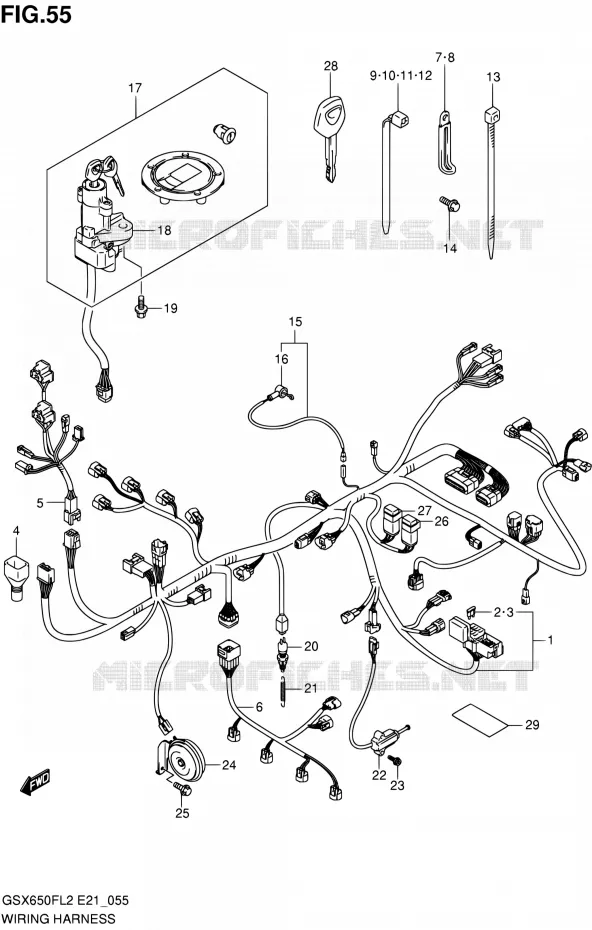 FAISCEAU ELECTRIQUE (GSX650FUL2 E24) Suzuki MOTO 650 GSX-F 2012  GSX650FAL2(E21)