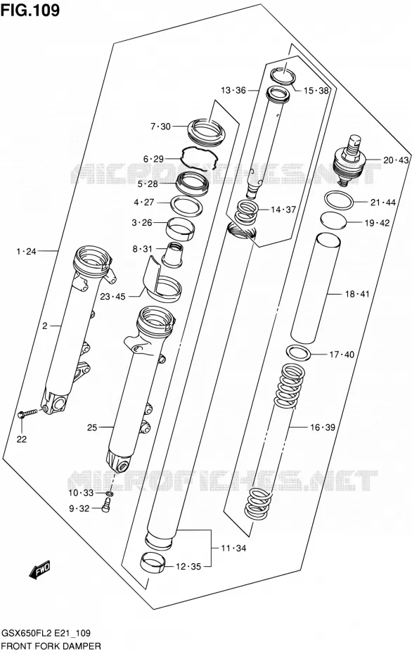 FOURCHE (GSX650FAL2 E21) Suzuki MOTO 650 GSX-F 2013  GSX650FAL2(E21)