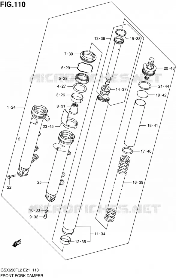 FOURCHE (GSX650FUAL2 E21) Suzuki MOTO 650 GSX-F 2014  GSX650FAL2(E21)