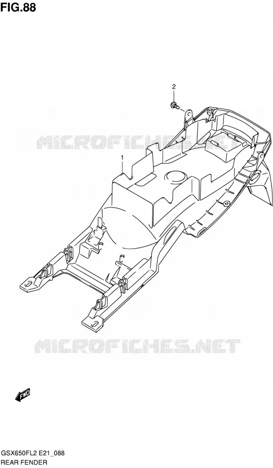 GARDE BOUE ARRIERE (GSX650FUAL2 E21) Suzuki MOTO 650 GSX-F 2015  GSX650FAL2(E21)