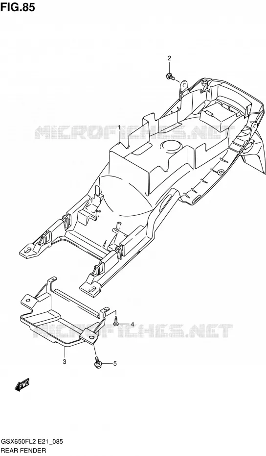 GARDE BOUE ARRIERE (GSX650FUL2 E21) Suzuki MOTO 650 GSX-F 2013  GSX650FAL2(E21)