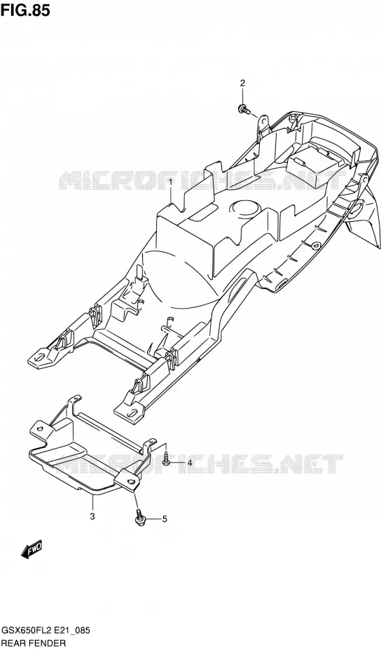 GARDE BOUE ARRIERE (GSX650FUL2 E21) Suzuki MOTO 650 GSX-F 2016  GSX650FAL2(E21)