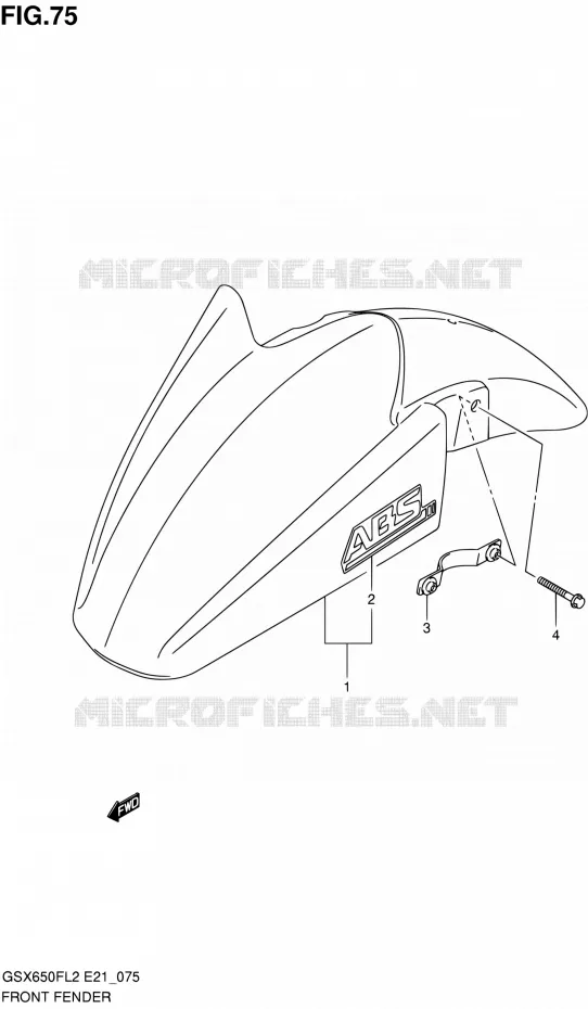 GARDE BOUE AVANT (GSX650FUAL2 E21) Suzuki MOTO 650 GSX-F 2015  GSX650FAL2(E21)