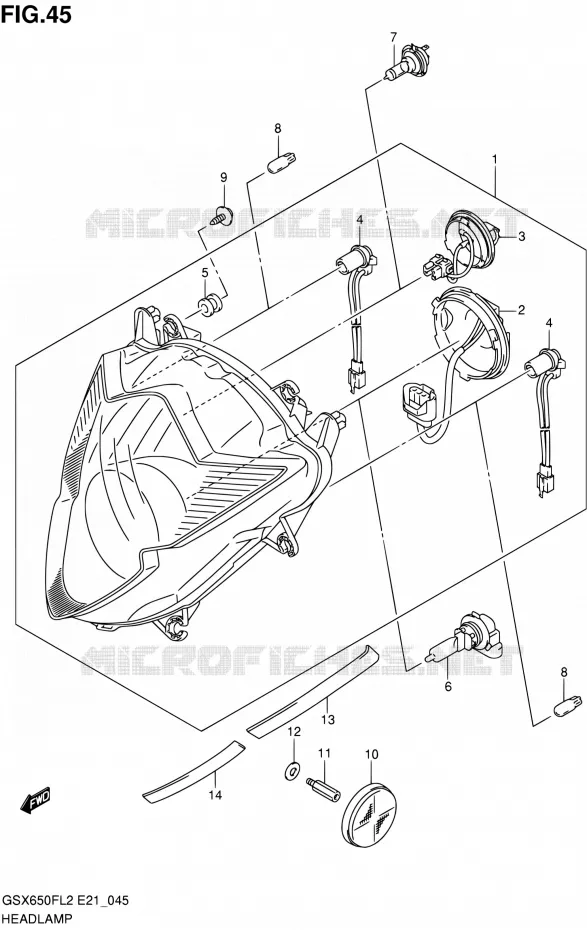 PHARE (GSX650FL2 E24) Suzuki MOTO 650 GSX-F 2012  GSX650FAL2(E21)