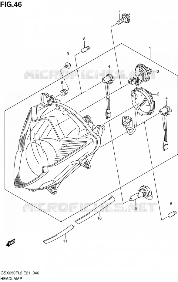PHARE (GSX650FUL2 E21) Suzuki MOTO 650 GSX-F 2016  GSX650FAL2(E21)