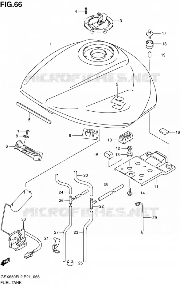 RESERVOIR D'ESSENCE (GSX650FAL2 E21) Suzuki MOTO 650 GSX-F 2012  GSX650FAL2(E21)