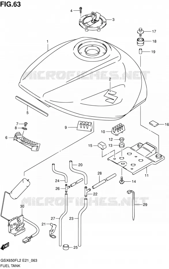 RESERVOIR D'ESSENCE (GSX650FL2 E24) Suzuki MOTO 650 GSX-F 2012  GSX650FAL2(E21)
