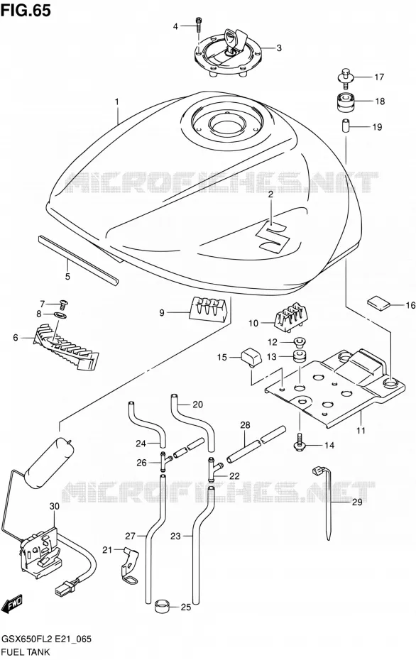 RESERVOIR D'ESSENCE (GSX650FUL2 E24) Suzuki MOTO 650 GSX-F 2012  GSX650FAL2(E21)