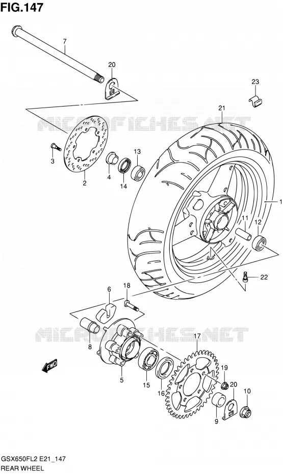 ROUE ARRIERE (GSX650FL2 E24) Suzuki MOTO 650 GSX-F 2015  GSX650FAL2(E21)