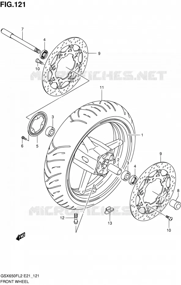 ROUE AVANT (GSX650FAL2 E21) Suzuki MOTO 650 GSX-F 2012  GSX650FAL2(E21)