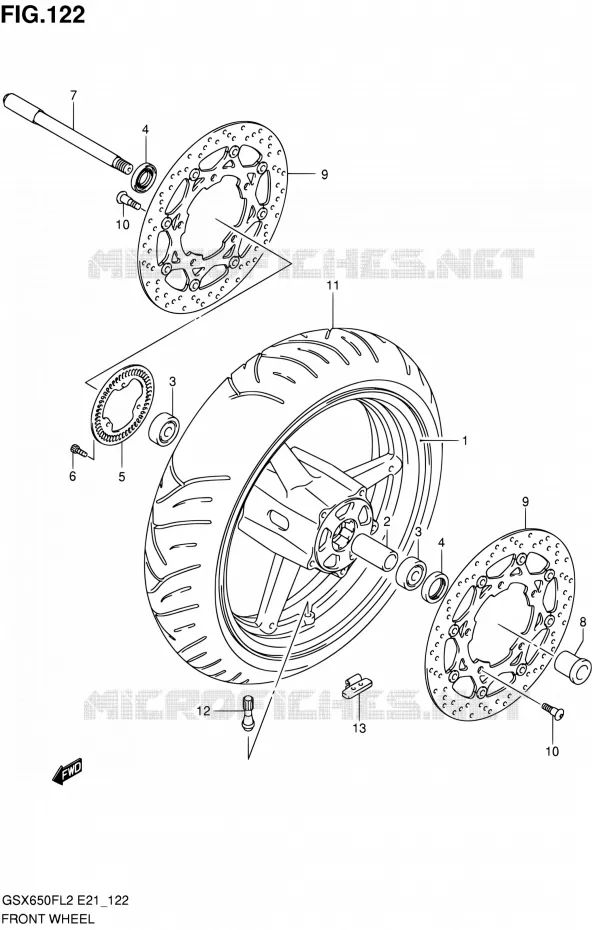 ROUE AVANT (GSX650FUAL2 E21) Suzuki MOTO 650 GSX-F 2013  GSX650FAL2(E21)