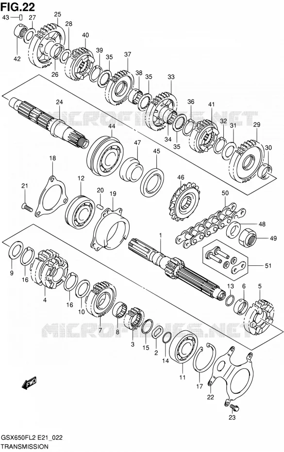 TRANSMISSION Suzuki MOTO 650 GSX-F 2013  GSX650FAL2(E21)