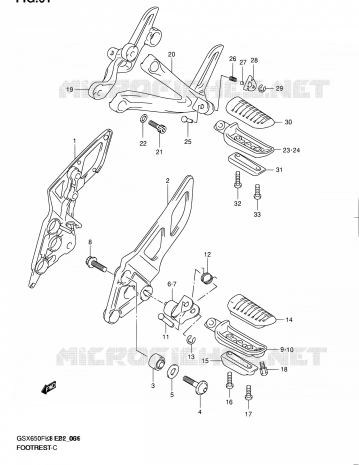 REPOSE PIED Suzuki MOTO 650 GSX-F 2011  GSX650FUL1(E24)