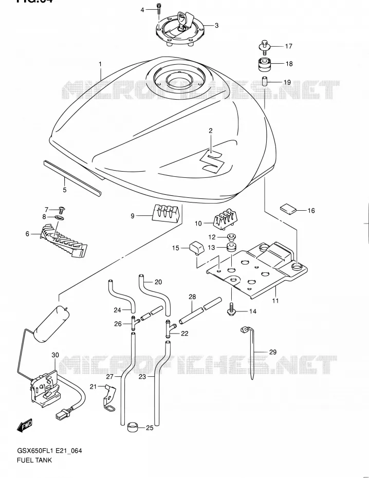 RESERVOIR D'ESSENCE (GSX650FUL1 E21) Suzuki MOTO 650 GSX-F 2011  GSX650FUL1(E24)
