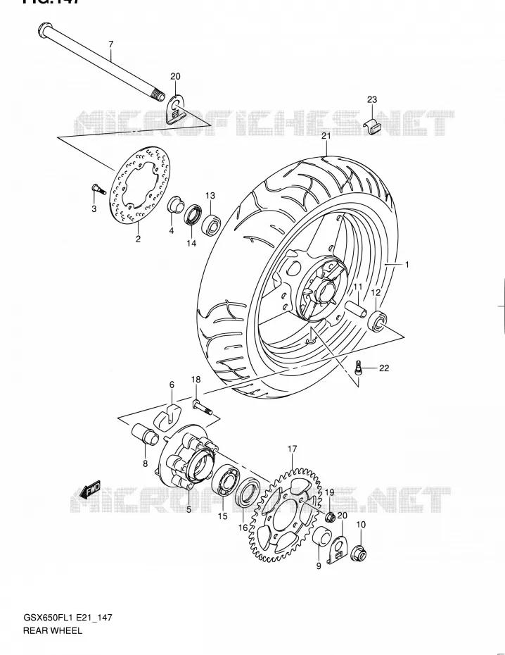 ROUE ARRIERE (GSX650FL1 E24) Suzuki MOTO 650 GSX-F 2011  GSX650FUL1(E24)