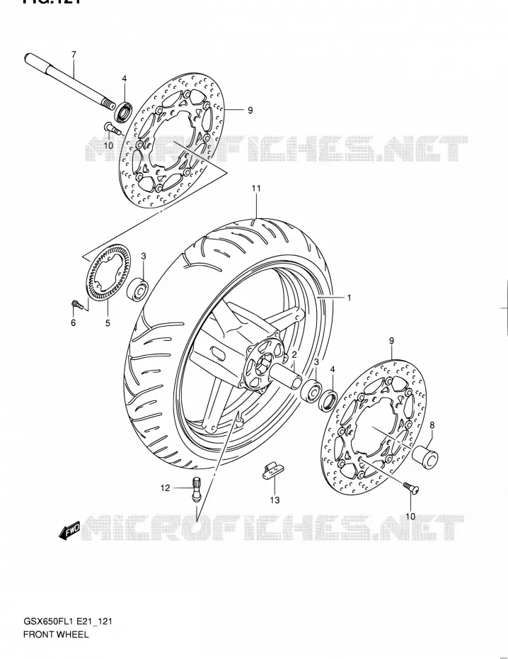 ROUE AVANT (GSX650FAL1 E21) Suzuki MOTO 650 GSX-F 2011  GSX650FUL1(E24)