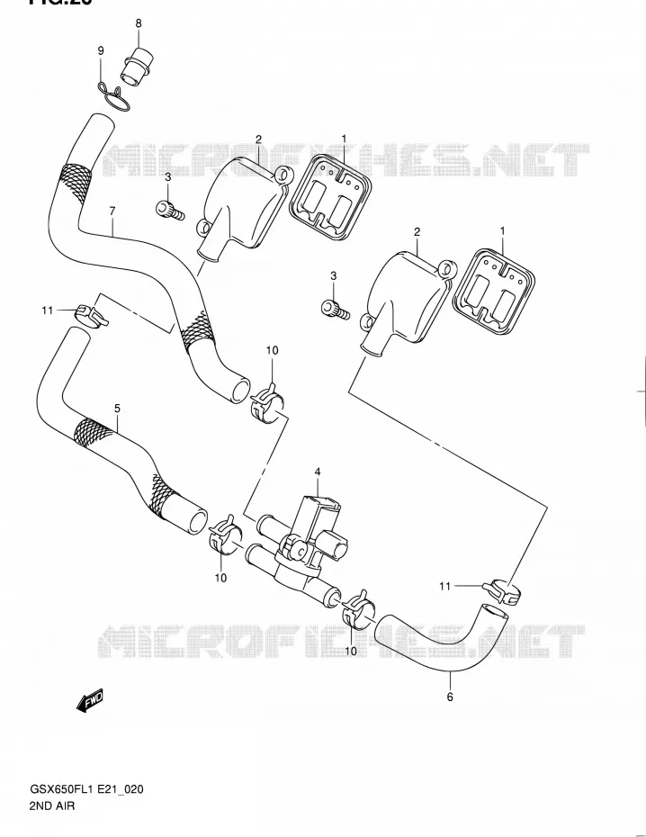 SYSTEME RECYCLAGE GAZ ECHAPPEMENT Suzuki MOTO 650 GSX-F 2011  GSX650FUL1(E24)