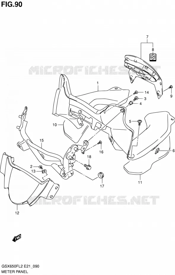 CARENAGE - SUPPORT DE COMPTEUR Suzuki MOTO 650 GSX-F 2012  GSX650FUL2(E21)