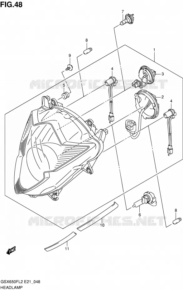 PHARE (GSX650FAL2 E21) Suzuki MOTO 650 GSX-F 2012  GSX650FUL2(E21)