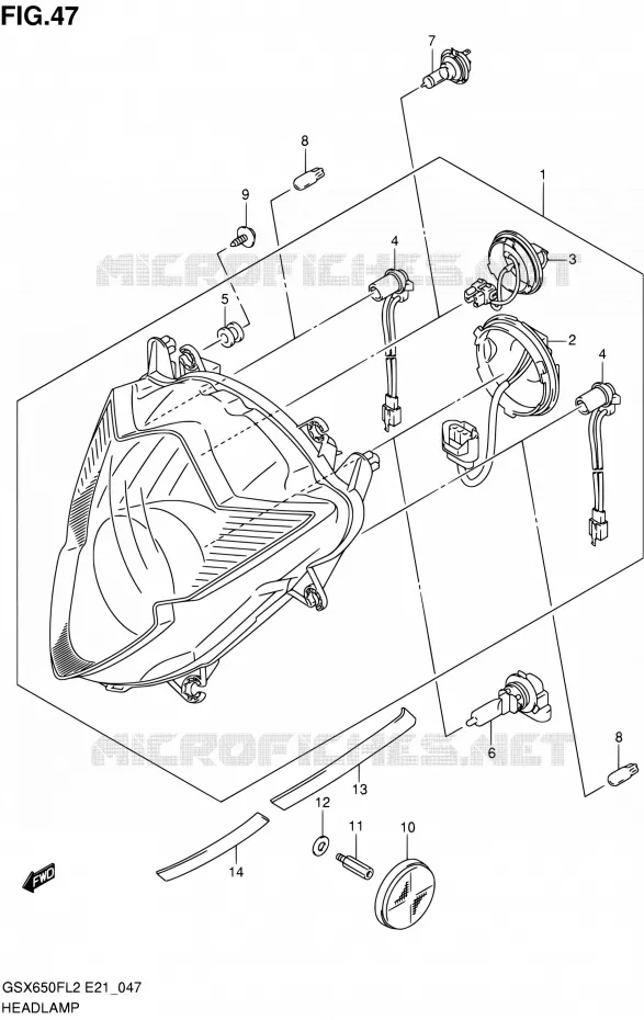 PHARE (GSX650FUL2 E24) Suzuki MOTO 650 GSX-F 2012  GSX650FUL2(E21)